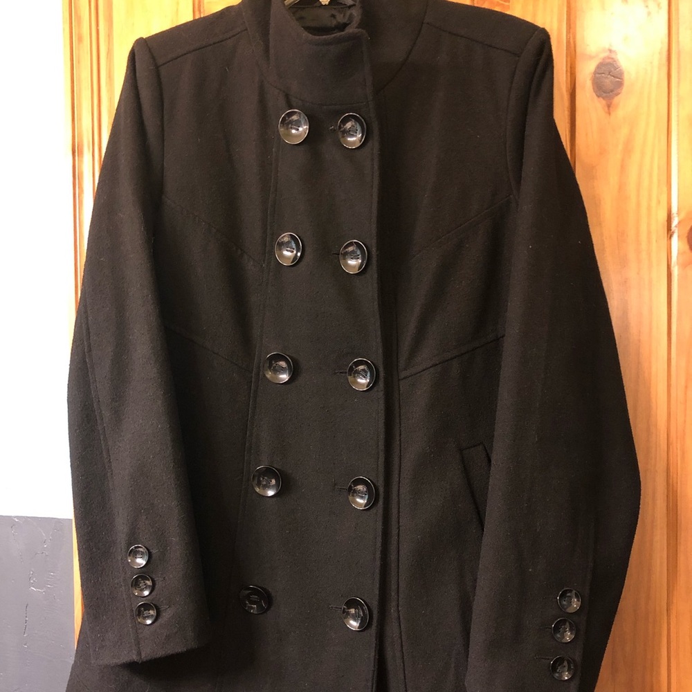 Sugarfly Black High Collar Wool Coat
